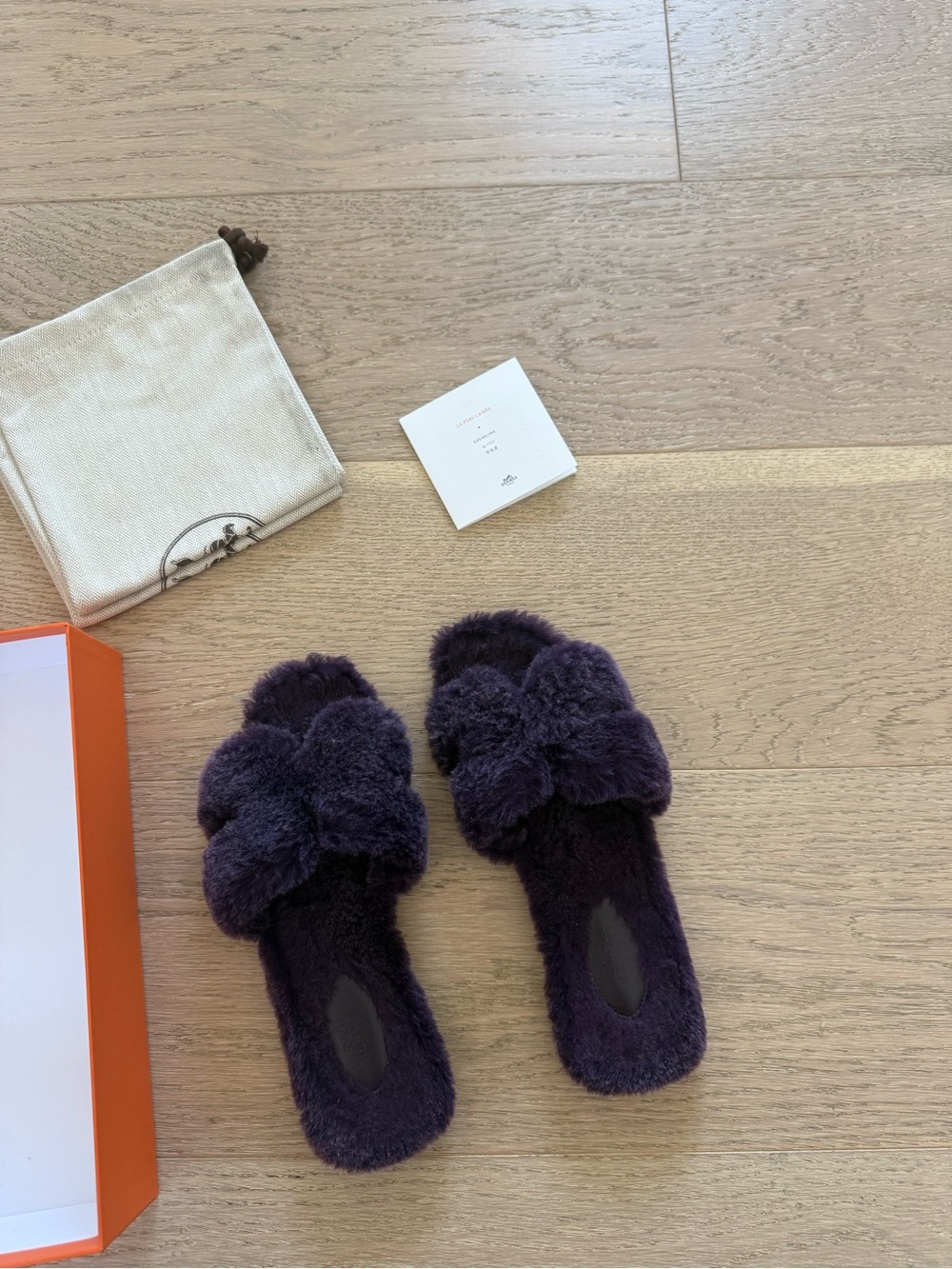 Hermes Purple Shearling Orans